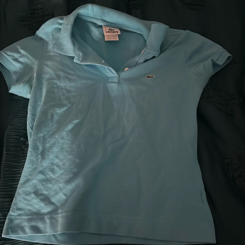 Lacoste blue collarad polo, size medium in boys